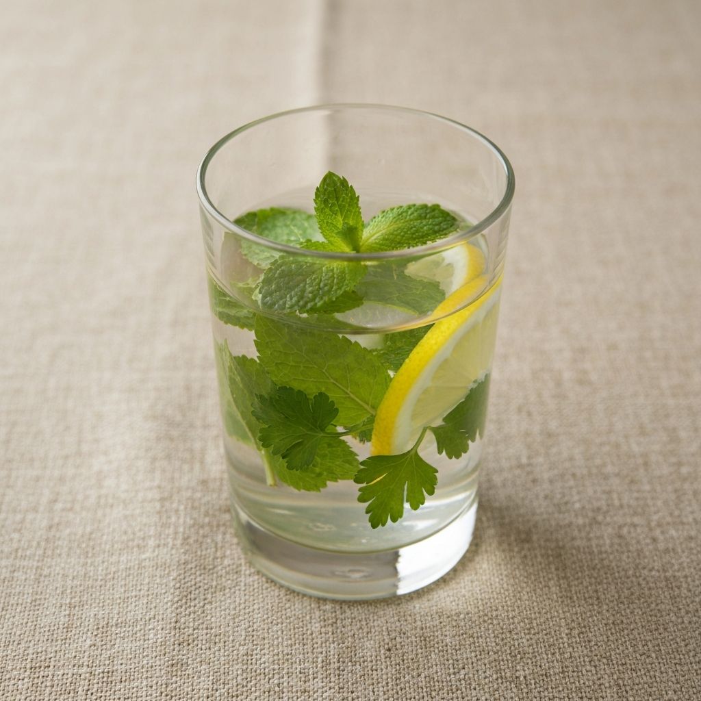 Water with fresh herbs and natural ingredients